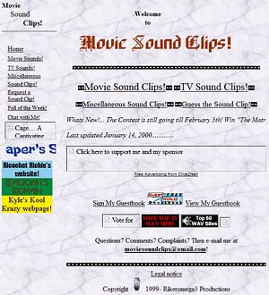 Movie Sound Clips back in March 2000